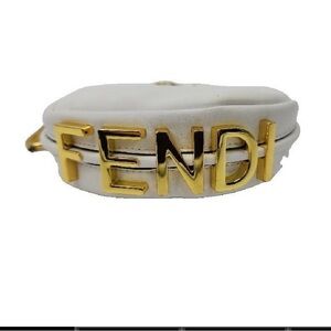 Fendi White Shoulder Bag with Gold Logo